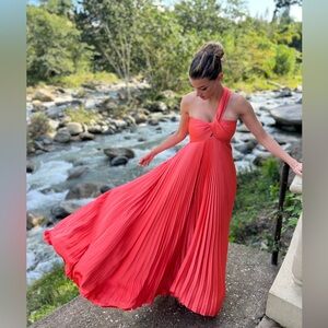 A. L. C. 'Nessa' gown is designed with sculptural details one-shoulder neckline